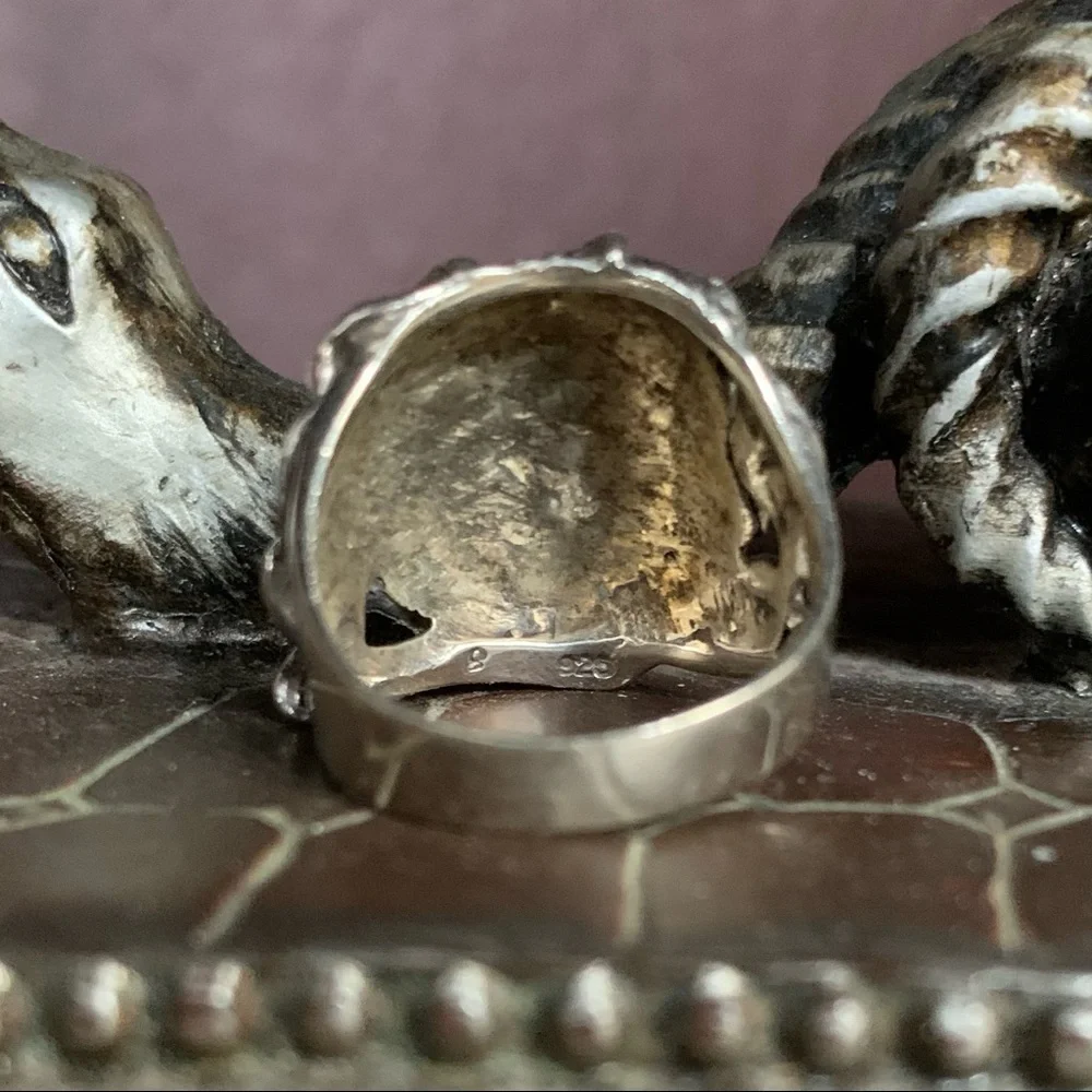 Vintage Woodland Goddess Marcasite sterling silver ring